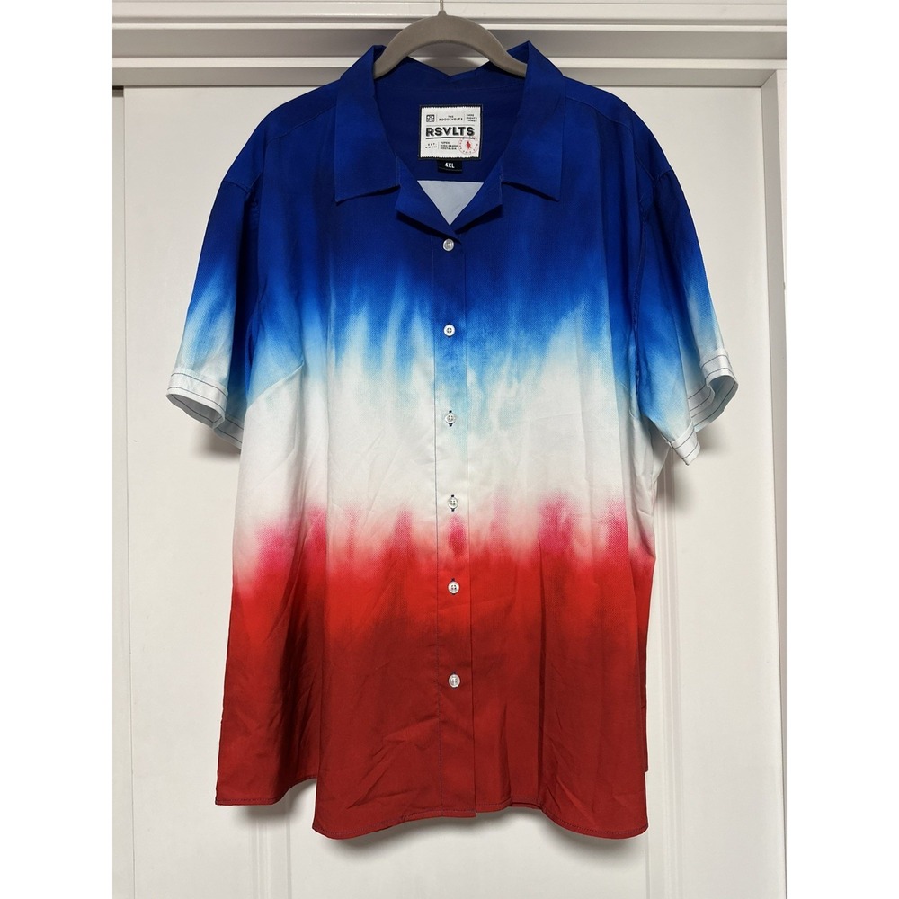 RSVLTS WOMEN'S 4XL BUTTON DOWN‎ SHIRT AMERICANA TIE-DYE